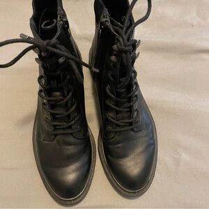 Black Leather Lace-Up Boots